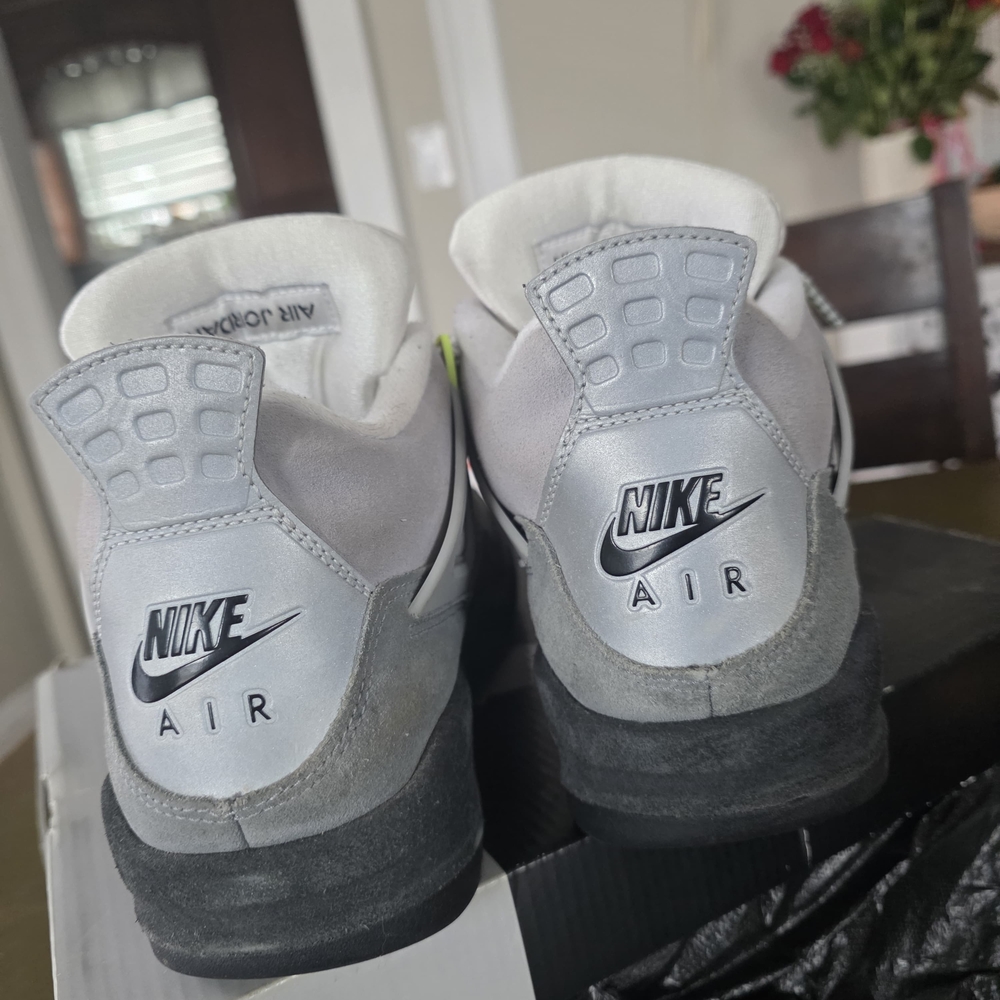 Jordan 4's Retro Neons                     Men's Gray and Neon Green Sneakers - Picture 7 of 8
